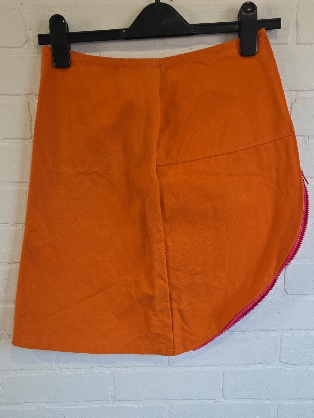Allison Wonderland Asymmetrical Mini Skirt with Pink Zip